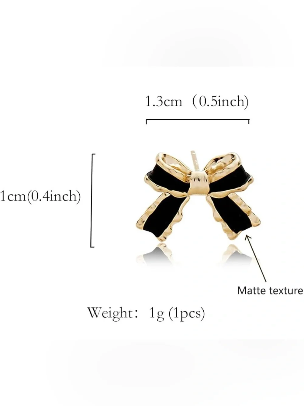 Black Enamel Bow 🖤 Stud Earrings | Gold-Tone Metal Trim NWT